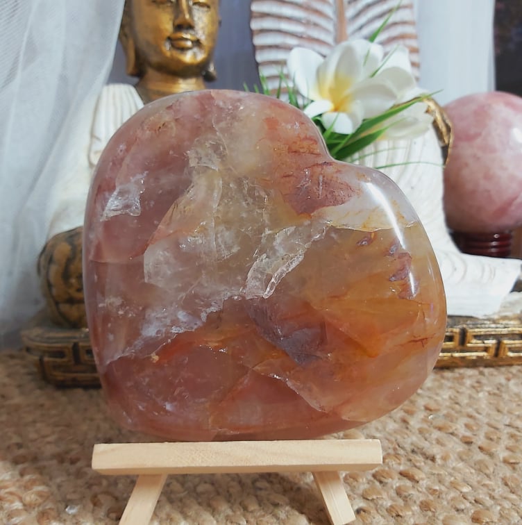 Huge Fire Quartz Heart Crystal 1288 gms (GEM235)