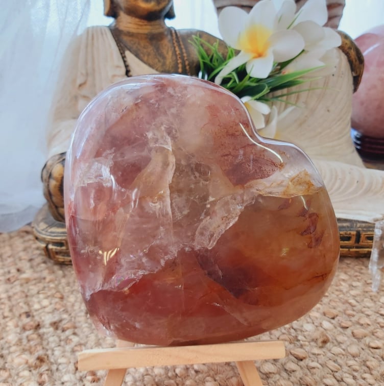 Huge Fire Quartz Heart Crystal 1288 gms (GEM235)