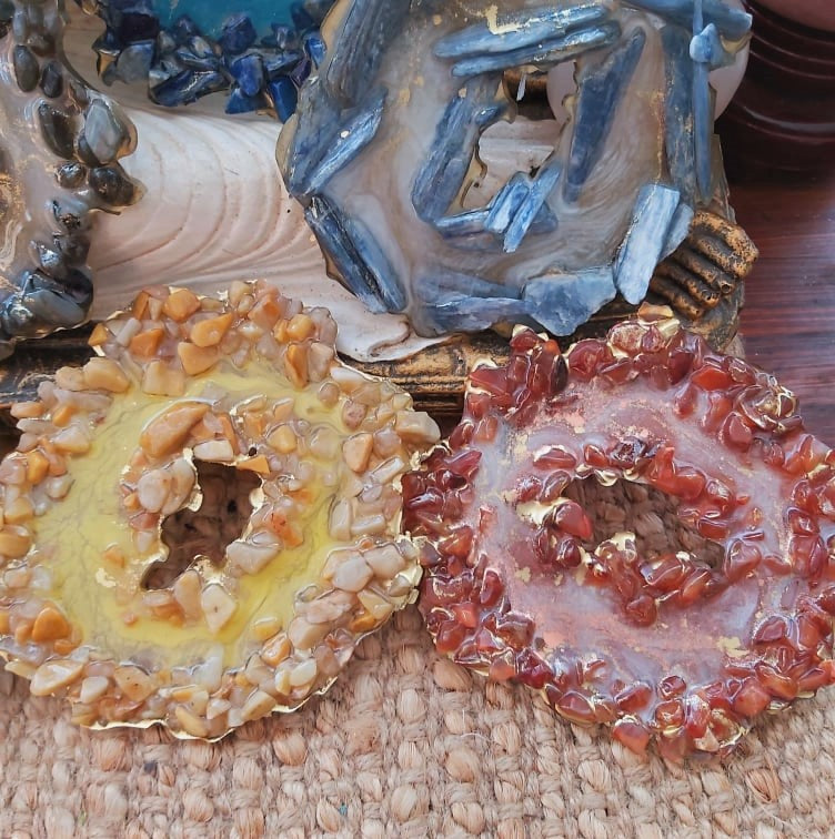 Handmade Chakra Crystal Resin Geode Set (7-Pack) (GEO13)