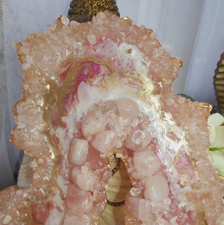 Rose Quartz Crystal & Resin Geode Decor (GEO6)
