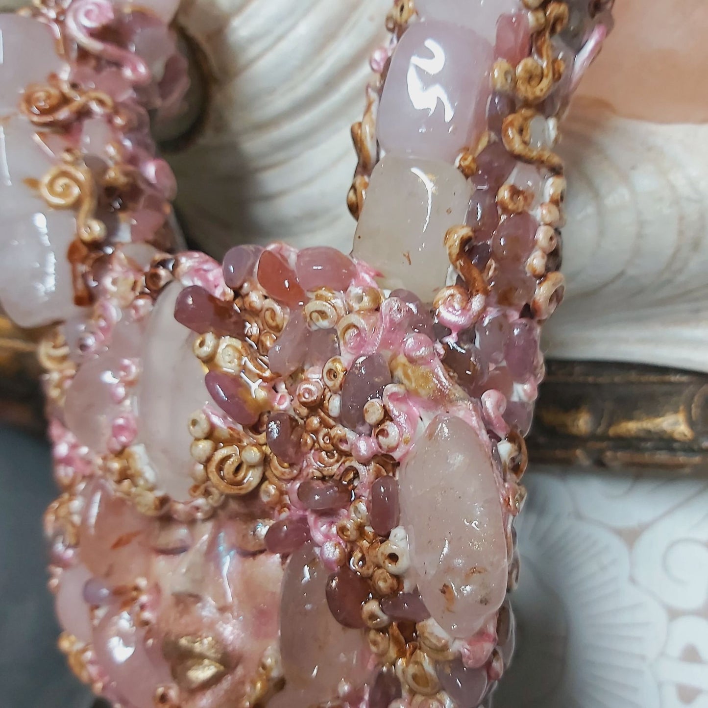 Handmade Kalone Rose Quartz Gemstone Crystal Wand (#177)