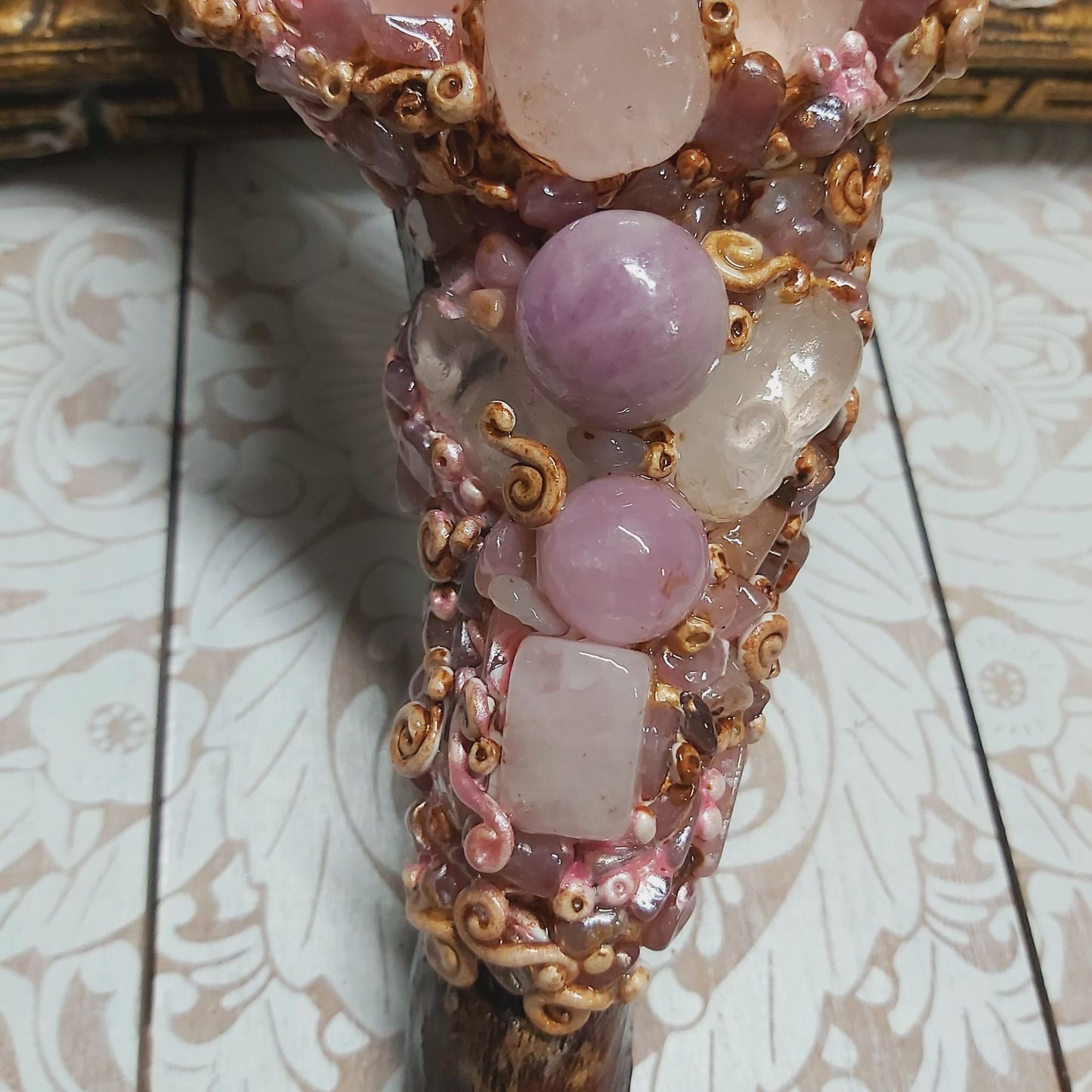 Handmade Kalone Rose Quartz Gemstone Crystal Wand (#177)
