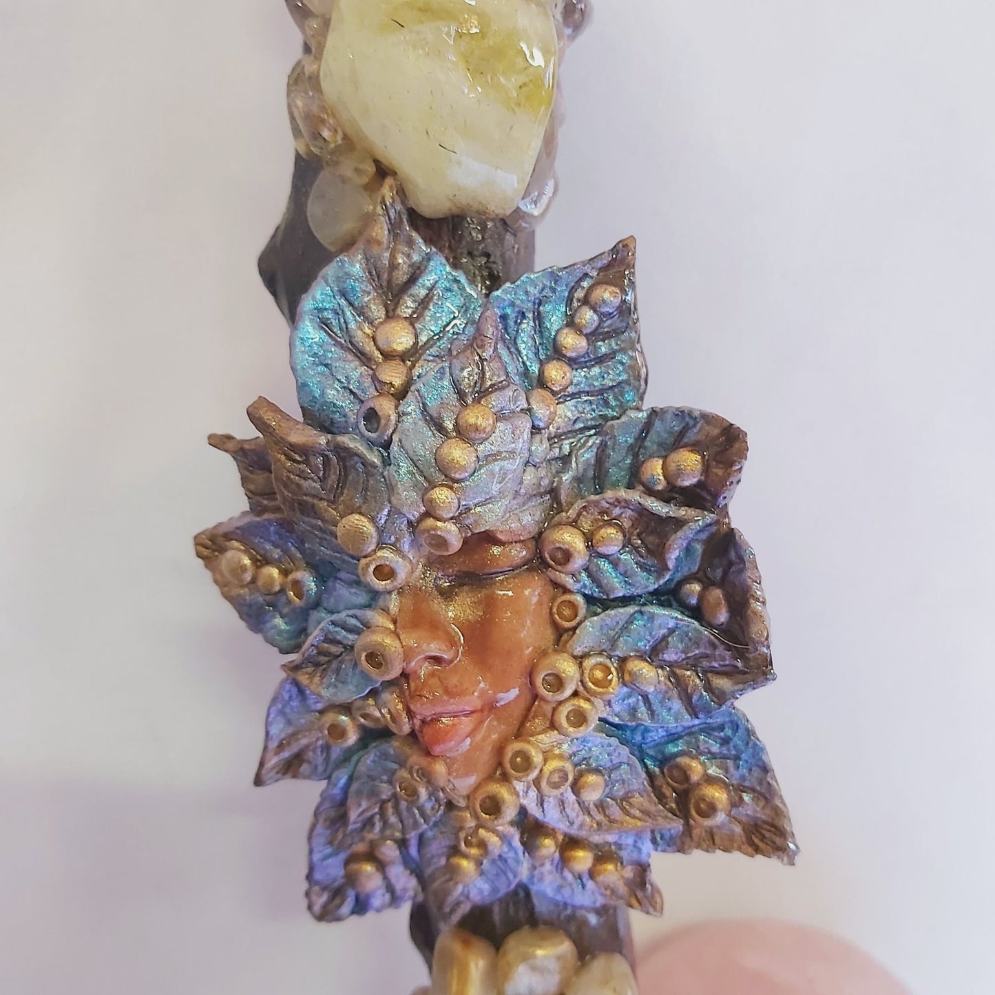 Handmade Dioya Citrine Gemstone Crystal Healing Wand (#185)