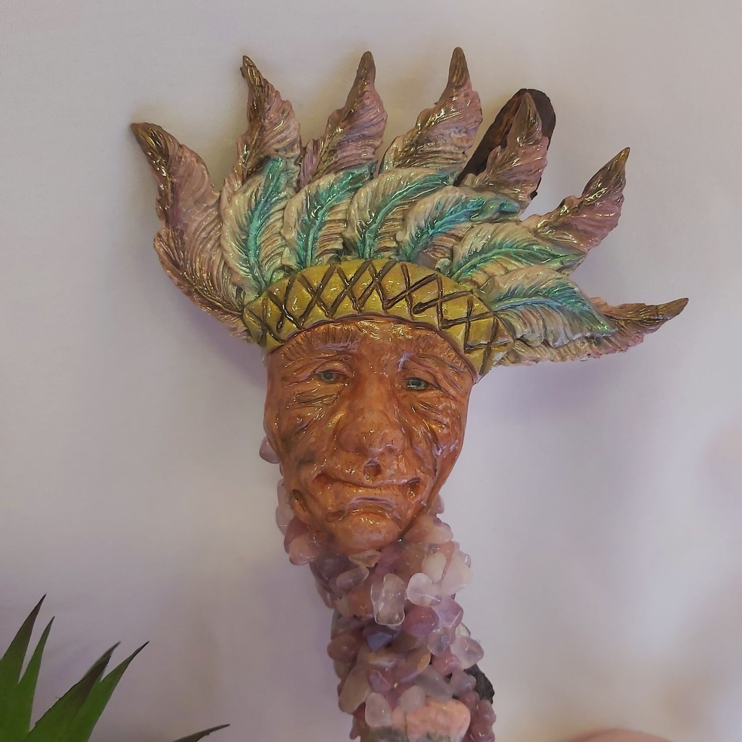 Harlow Rose Quartz & Rhodocrosite Gemstone Crystal Healing Wand (#186)