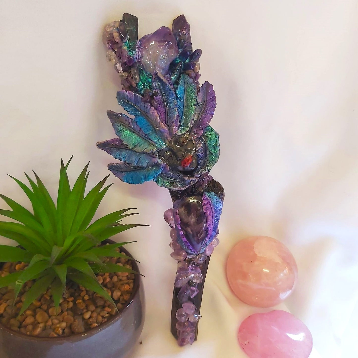Handmade Possina Amethyst Gemstone Crystal Healing Wand (#188)