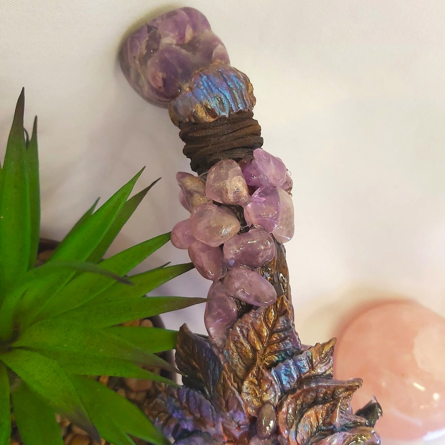 Handmade Jahany Amethyst Gemstone Crystal Healing Wand (#190)