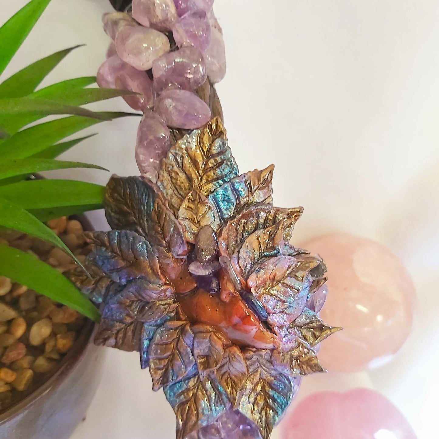 Handmade Jahany Amethyst Gemstone Crystal Healing Wand (#190)