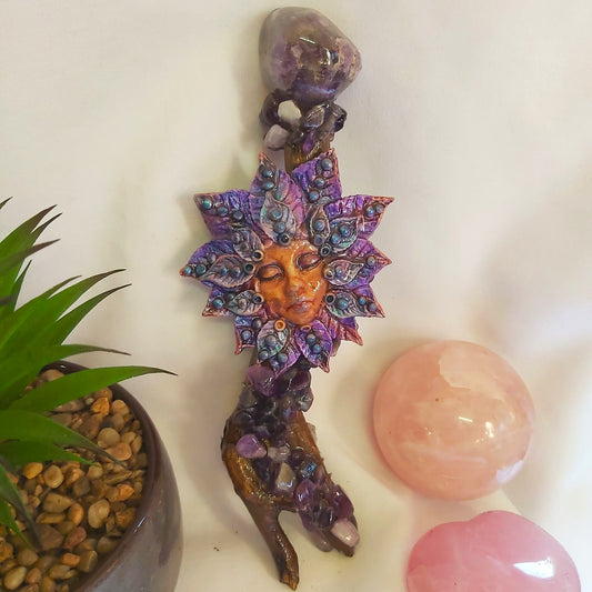 Handmade Willa Amethyst Gemstone Crystal Healing Wand (#192)