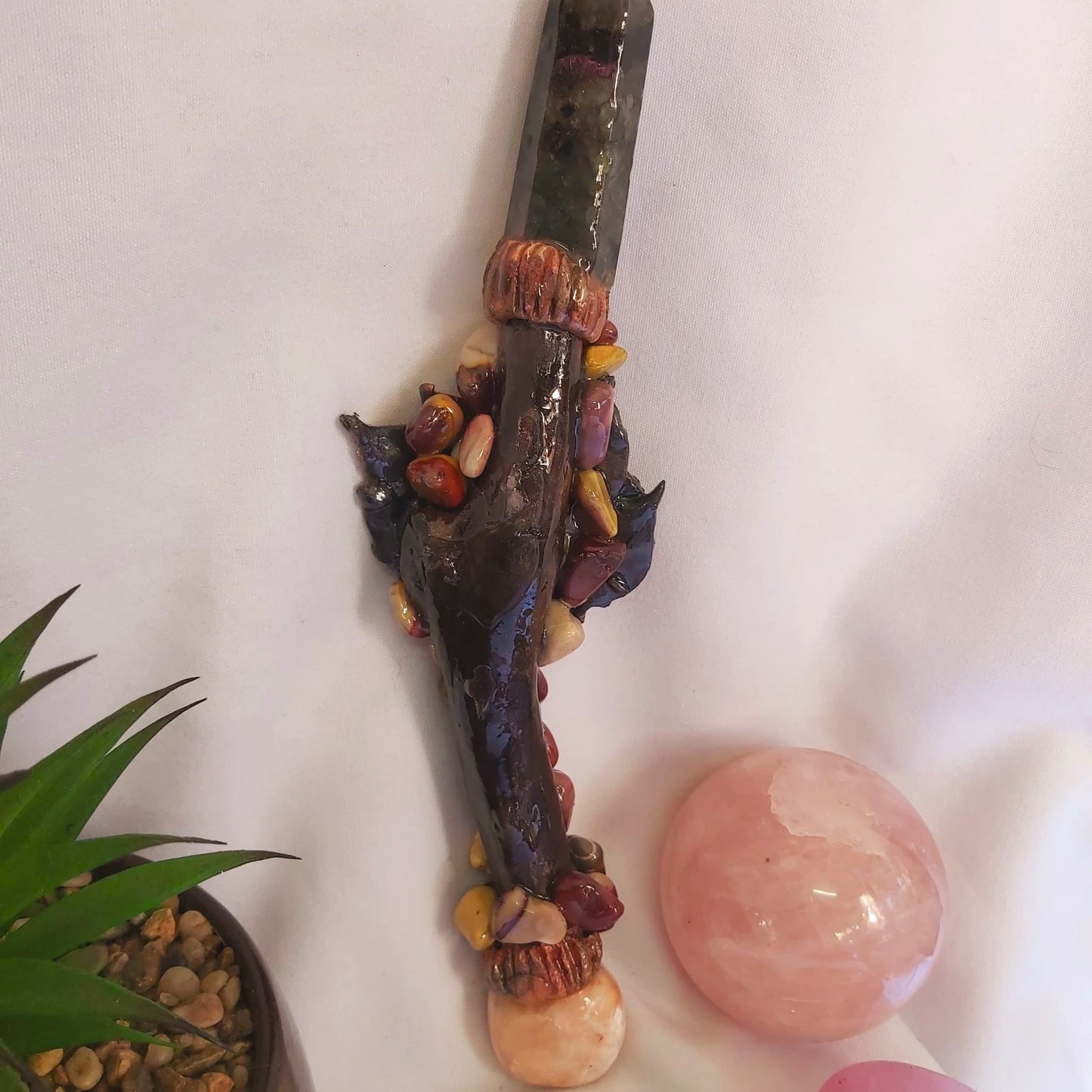 Mokaya Labradorite, Scolecite & Mookaite Gemstone Crystal Healing Wand (#196)